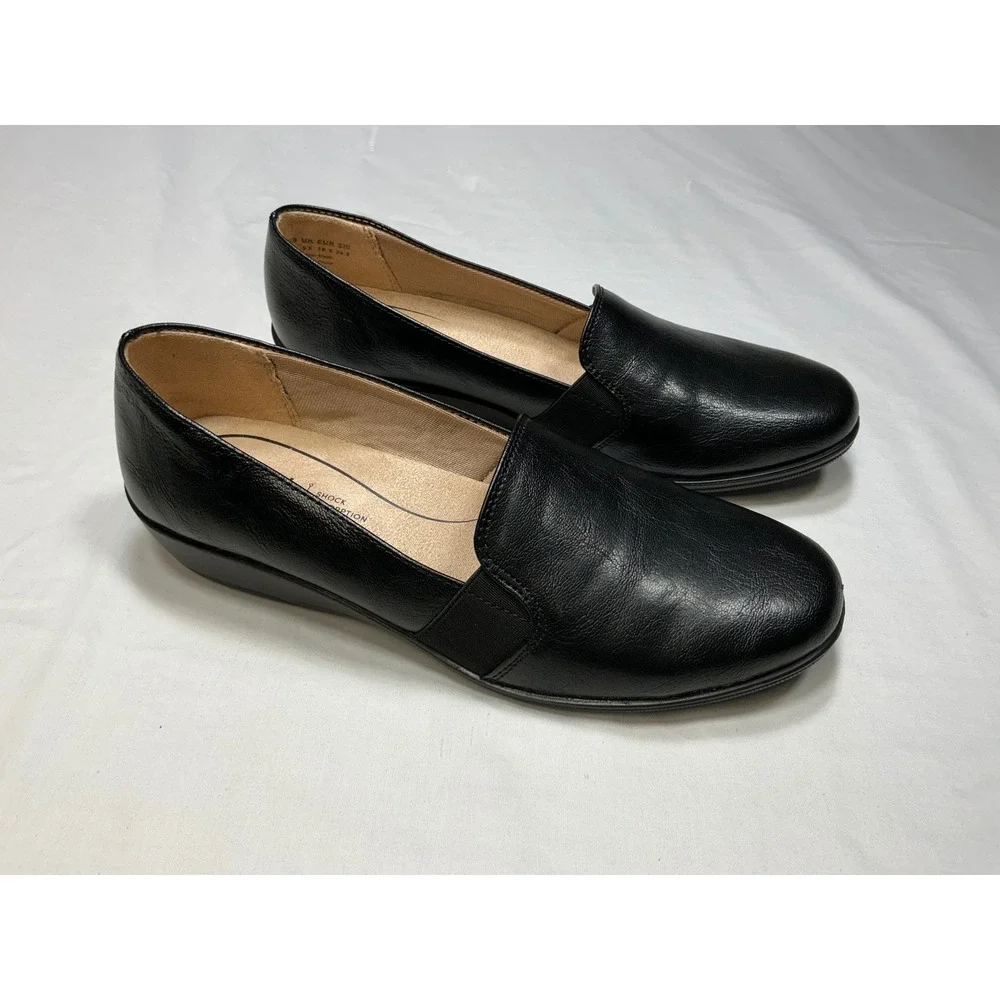 LifeStride Isabella Loafer Comfort Slip On Dressy‎ Black Flats Size 8N